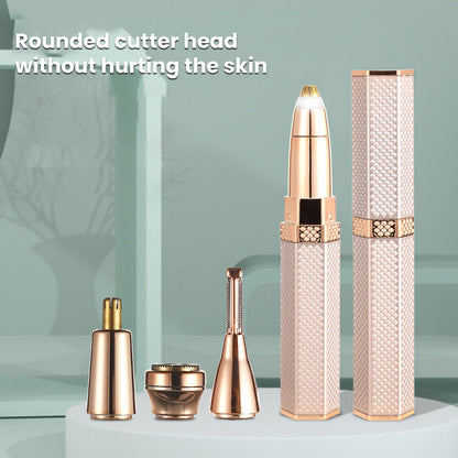 Skanto Skanto | 4-in-1 Electric Facial Razor for Women, Full Body Epilator Rechargeable Eyebrow Nose Bikini Zone Hair Clipper