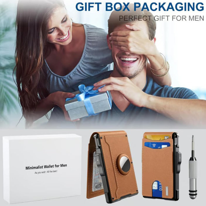 BowLift | Men's Business Style PU Leather Card Slots for AirTag