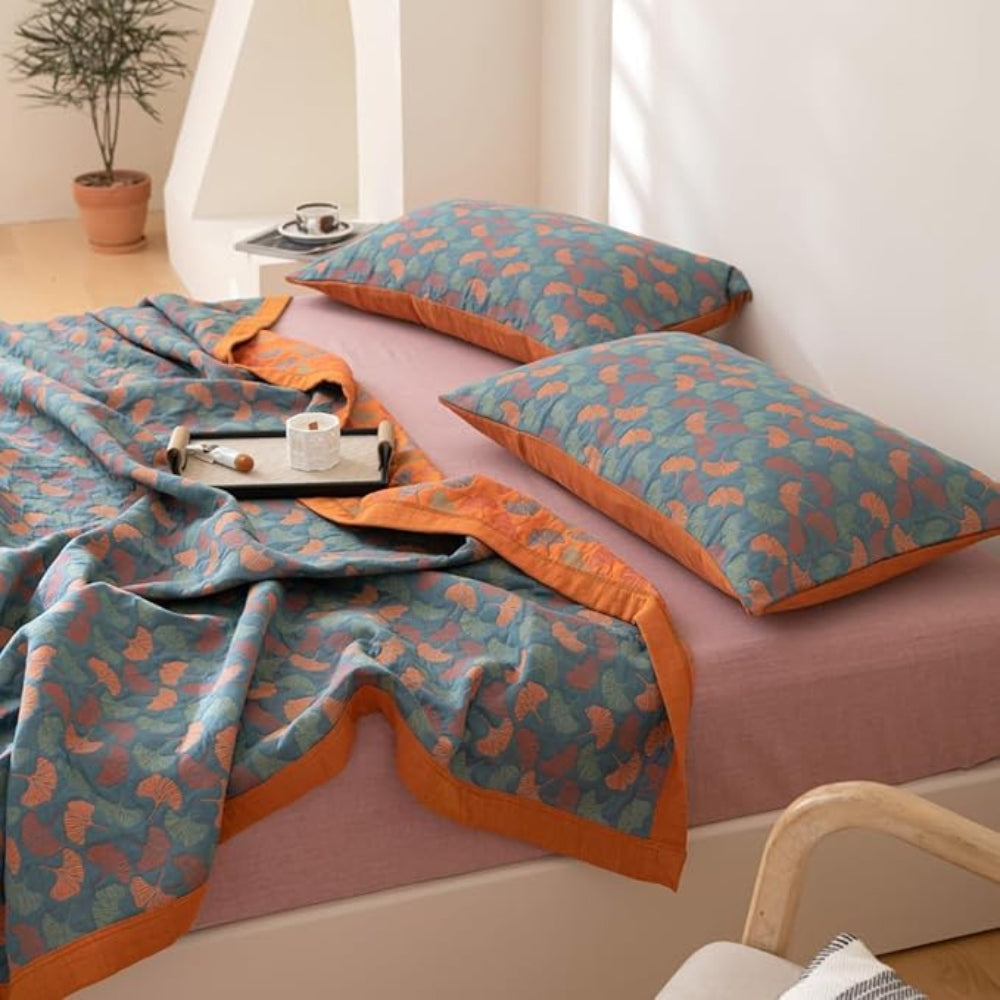 Skanto | Ginkgo Leaf Print Reversible Blanket