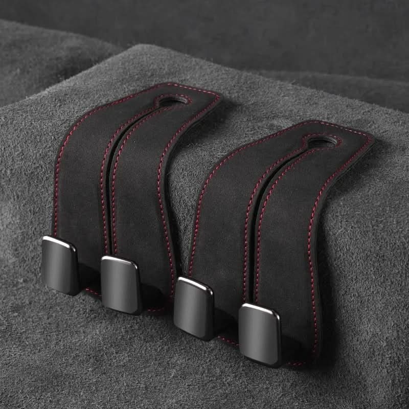 BowLift | Car Seat Back Double Hook with Phone Holder – PU Leather Organizer