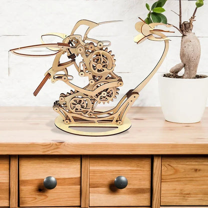 BowLift | Wood kinetic hummingbird sculpture