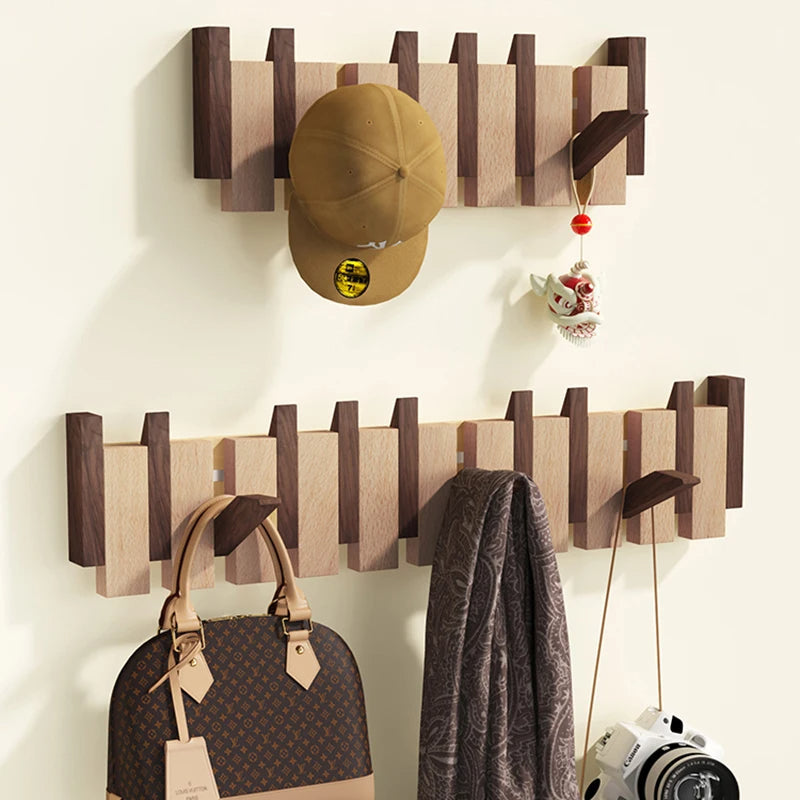 Wooden Wall Hanger in Piano Design with Foldable Hooks | Skanto