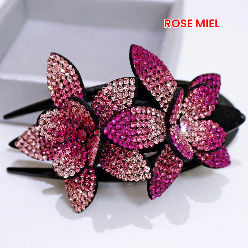 Double Flower Rhinestone Hairpin | Karnz