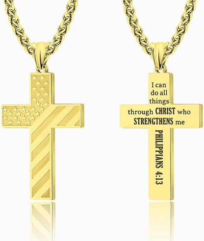 BowLift | IronPride Cross American Flag Cross Necklace