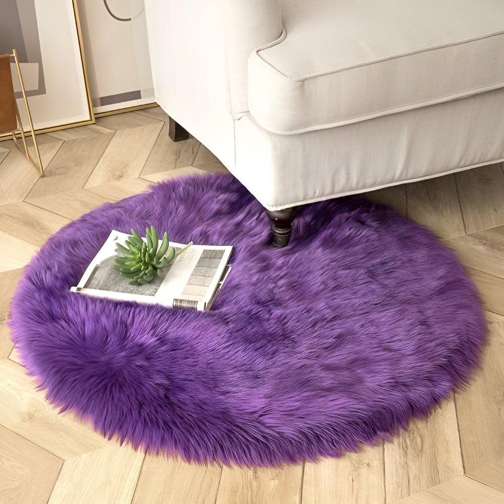 Round Plush Bedroom Floor Rug | Karnz