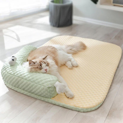 Cooling Pet Bed with Neck Protection Breathable Supportive Washable | Brehn