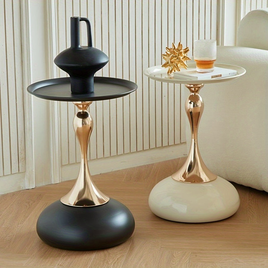 Modern side table with ceramic base and metal legs – 55 cm high | Skanto