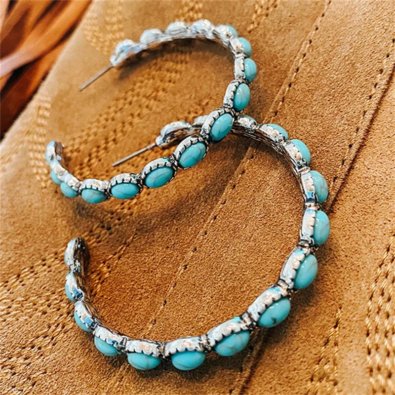 BowLift | Vintage C-Shaped Turquoise Hoop Earrings