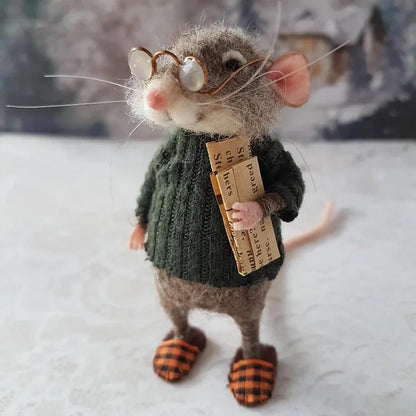 BowLift | Handmade felt mouse | Christmas decoration & gift idea | Needle felted from wool & fabric | Sustainable