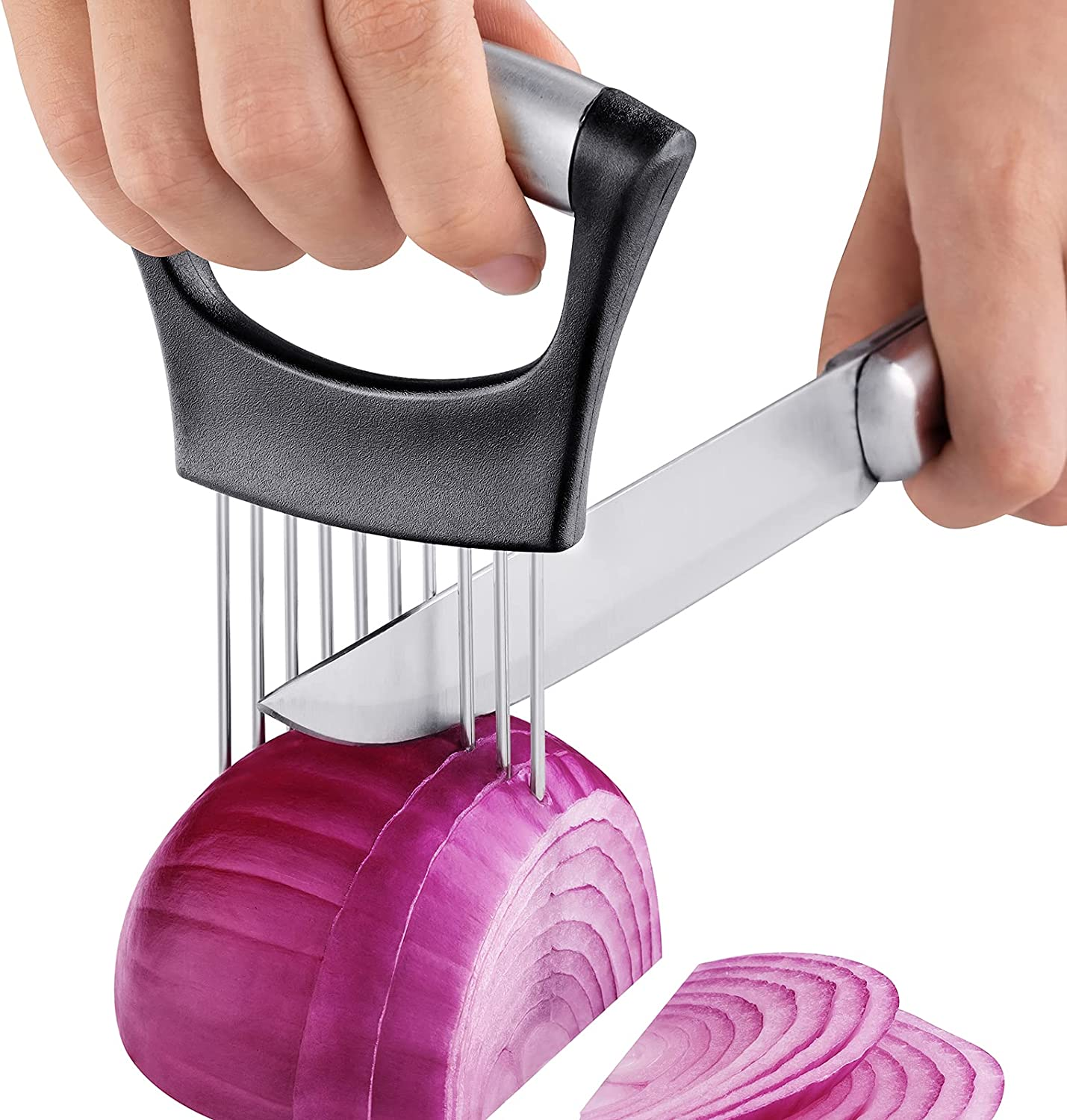 Stainless Steel Onion Cutter Holder, Food Slicers Assistant Tomato Slicer Holder | Bowlift
