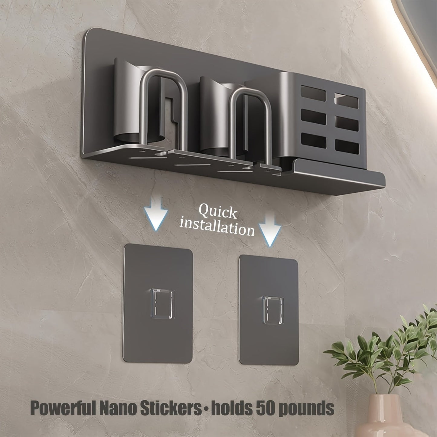 Skanto | BristleHub Wall-Mounted Electric Toothbrush Holder – Aluminum Bathroom Organizer with Drainage Holes
