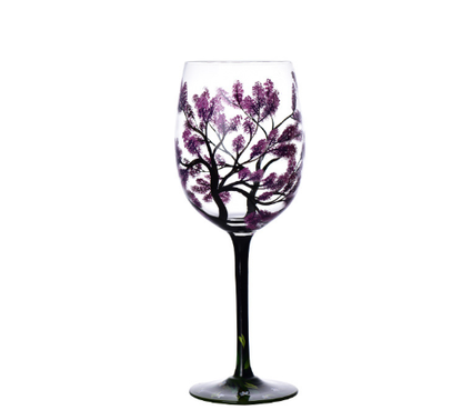 Skanto | Four Seasons Tree Wine Glasses – Hand-Painted Art