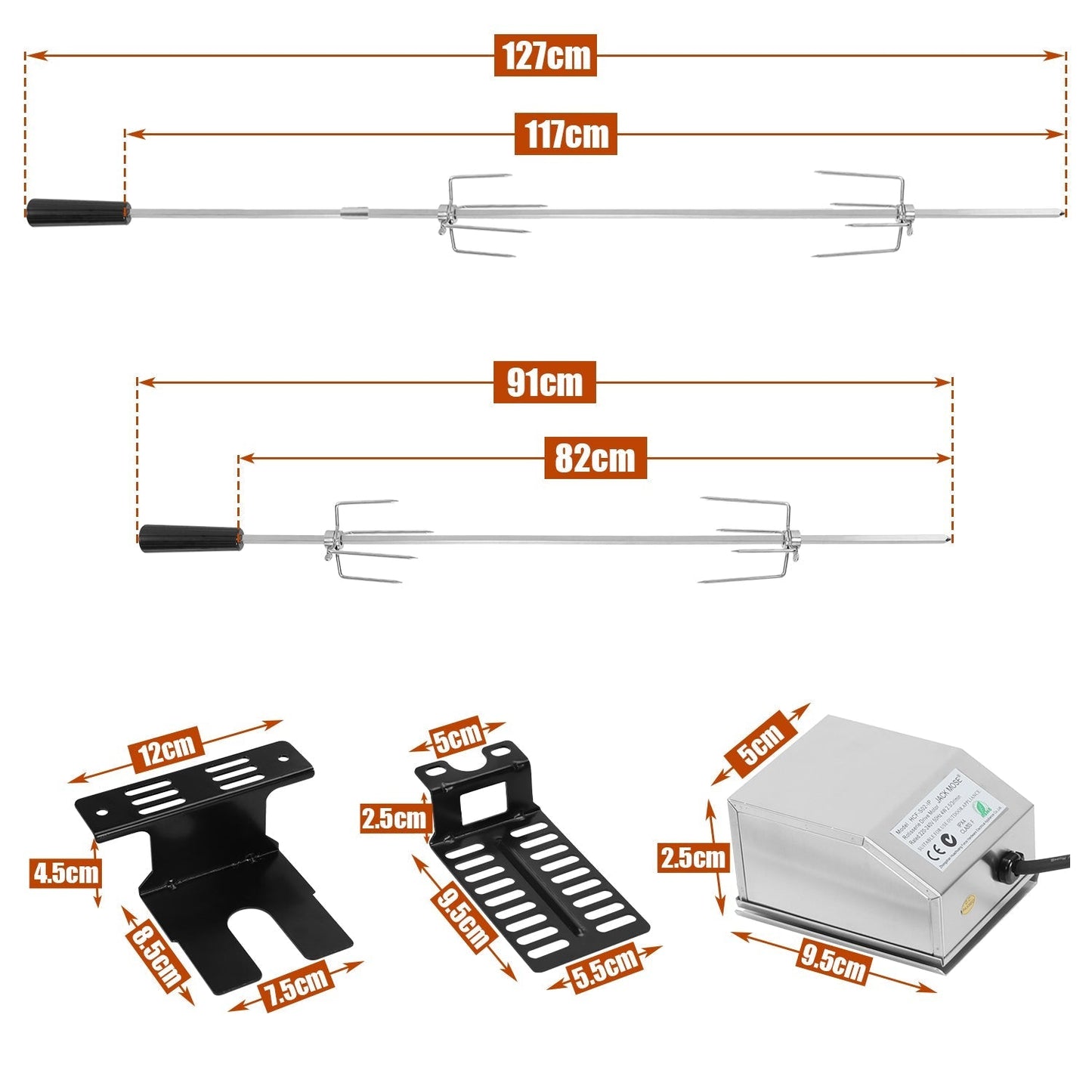 BBQ Rotisserie Spit Stainless Steel Motor 4x Meat Fork | Karnz