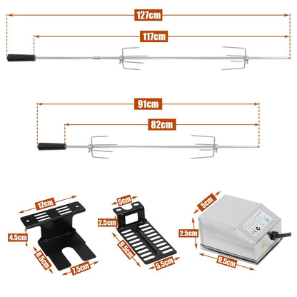 BBQ Rotisserie Spit Stainless Steel Motor 4x Meat Fork | Karnz