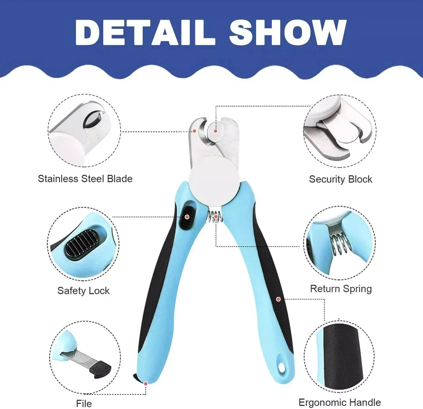 Skanto | Stainless Steel Pet Nail Clippers with Safety Guard and Free Nail File - Perfect for Medium and Large Dogs