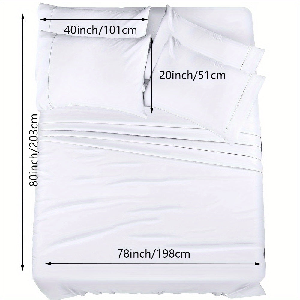 Skanto | 4/6 Pc Luxury Plush Fitted Sheet Set – Soft, Breathable, Color & Fade Resistant Bedding – Deep Pocket Flat Sheet, Fitted Sheet & 2/4 Pillowcases for Bedroom & Hotel Use
