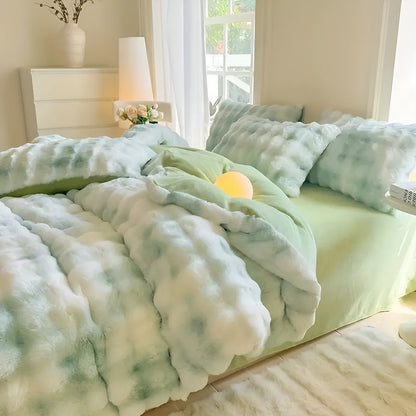 Cozy Plush Bedding Set – Warm and soft for Autumn & Winter | Reversible design in rabbit fur & milk velour | Karnz
