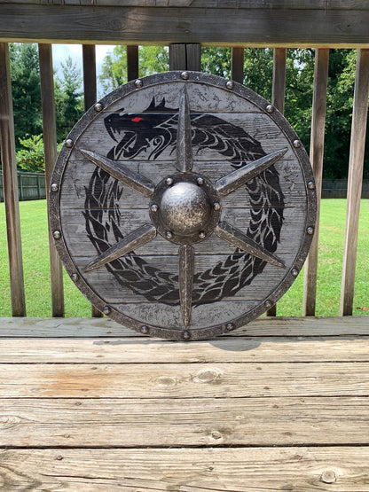 Skanto | Eivor Valhalla Raven Battle Damaged Viking Wood Shield 30CM