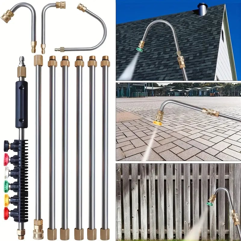 4000 PSI Telescopic high-pressure cleaner lance set for gutter and roof drainage as well as wall cleaning