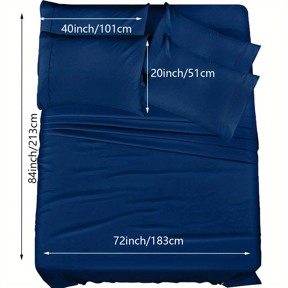Skanto | 4/6 Pc Luxury Plush Fitted Sheet Set – Soft, Breathable, Color & Fade Resistant Bedding – Deep Pocket Flat Sheet, Fitted Sheet & 2/4 Pillowcases for Bedroom & Hotel Use