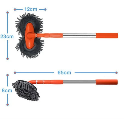 Retractable double-layered car wash brush