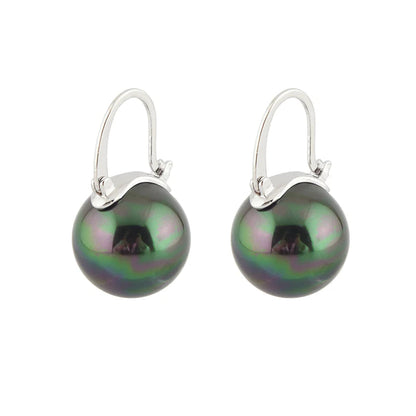Skanto | Black Pearl Earrings Available in White Champagne Grey Gold and Black Pearl Dangle Earrings