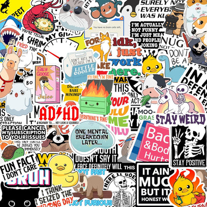 Set with 130 funny quote stickers