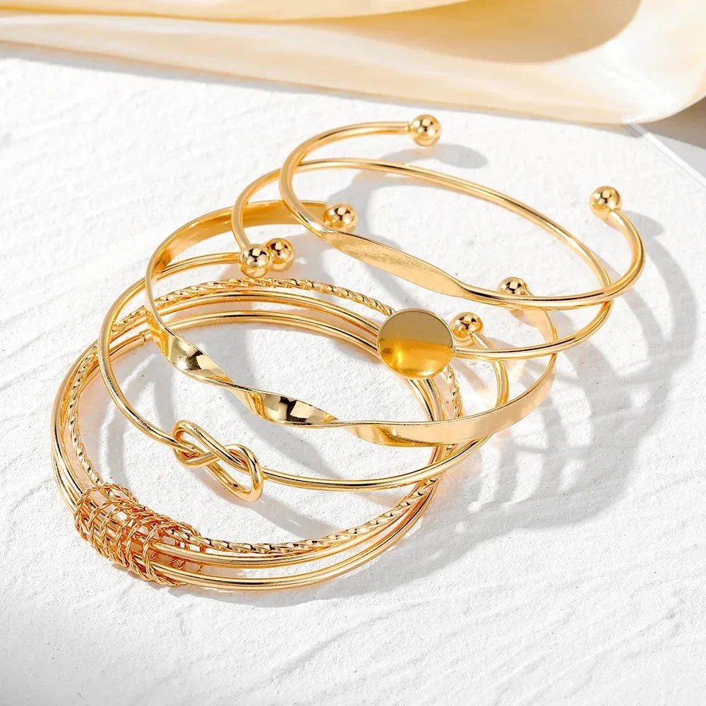 BowLift | 5pcs Twist Bangle Bracelet Stack