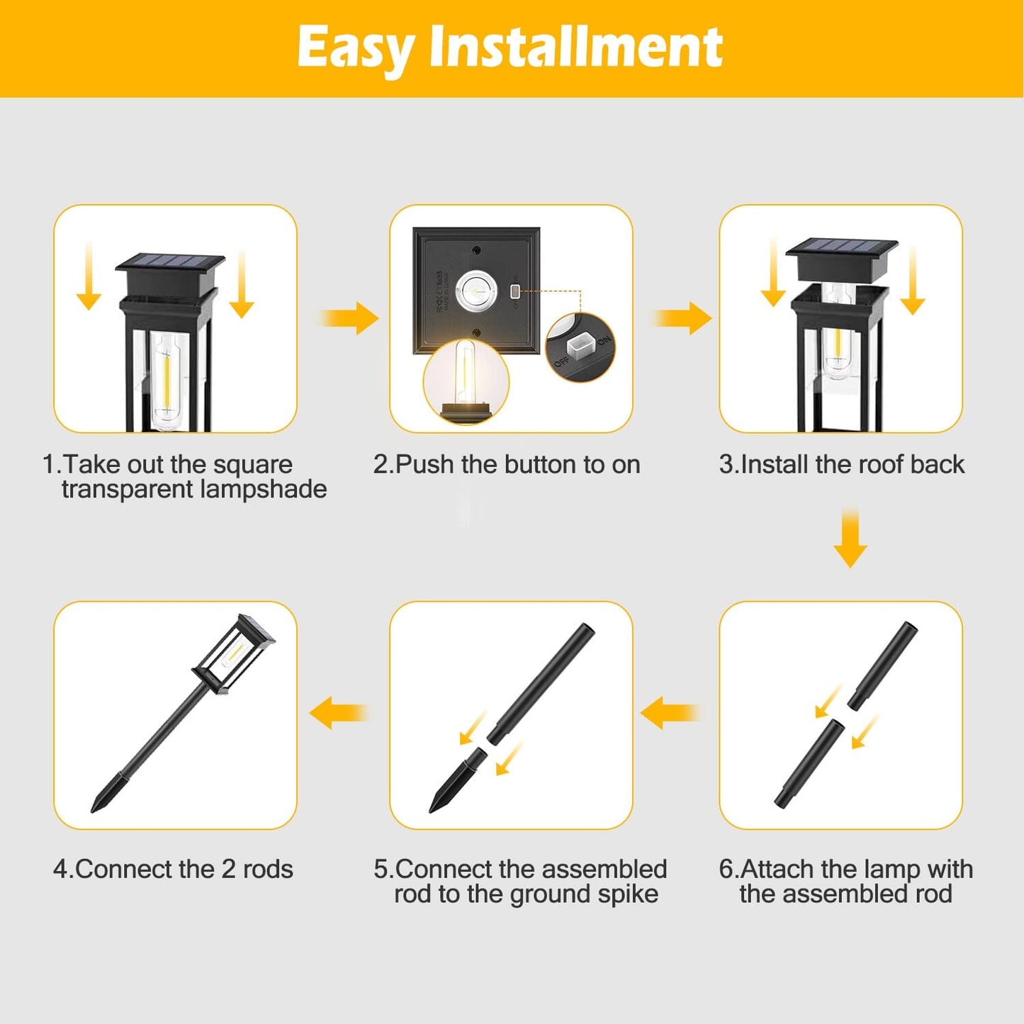 BowLift | 6-Pack: Solar-powered garden lighting IP65 waterproof automatic on off