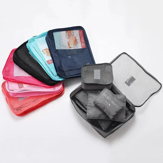 6 Piece Travel Clothing Storage Water-Repellent Bags Portable Luggage Organizers Packing Cubes 6 Colors Local Stock Hot Sale