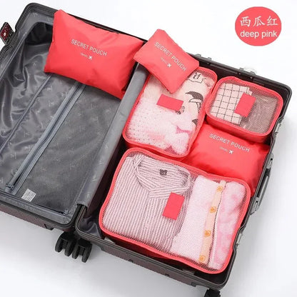 6 Piece Travel Clothing Storage Water-Repellent Bags Portable Luggage Organizers Packing Cubes 6 Colors Local Stock Hot Sale