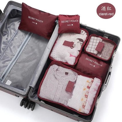 6 Piece Travel Clothing Storage Water-Repellent Bags Portable Luggage Organizers Packing Cubes 6 Colors Local Stock Hot Sale