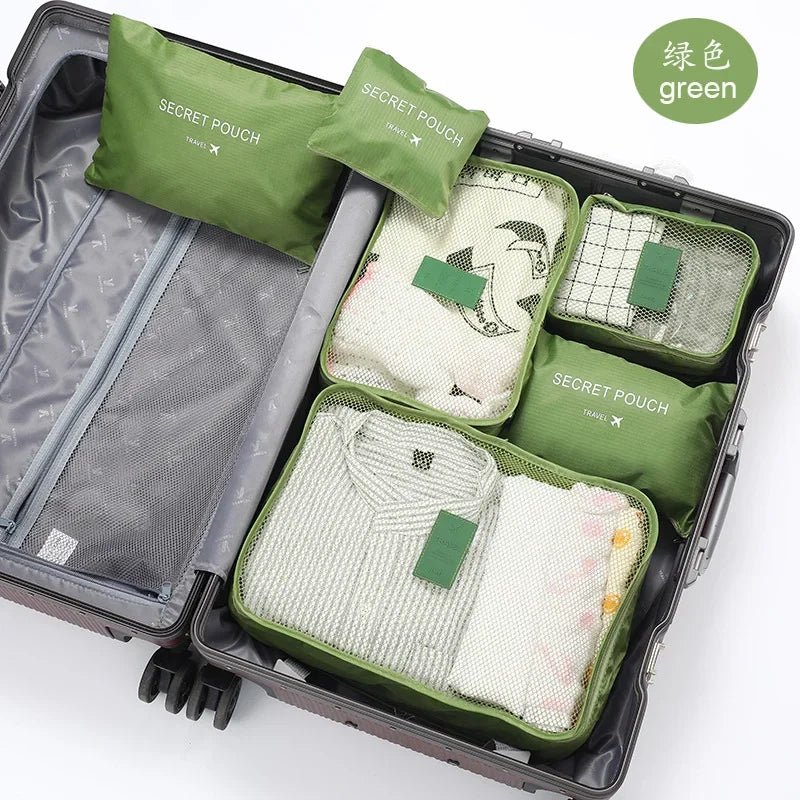 6 Piece Travel Clothing Storage Water-Repellent Bags Portable Luggage Organizers Packing Cubes 6 Colors Local Stock Hot Sale