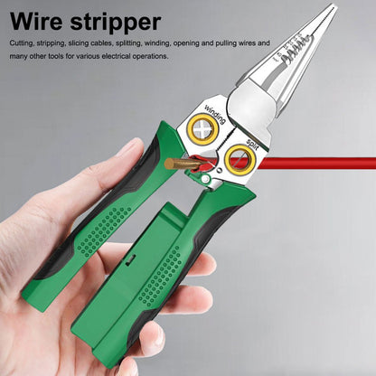 Skanto | 8-in-1 Wire Stripper Twister for Cutting and Stripping Wires, Cable Shears, Voltage Tester Pliers, 12V to 250V Live