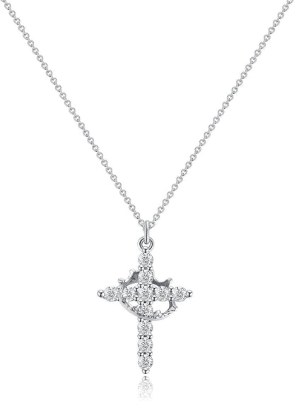 BowLift | Elegant 18K Gold Cubic Zirconia Cross Necklace