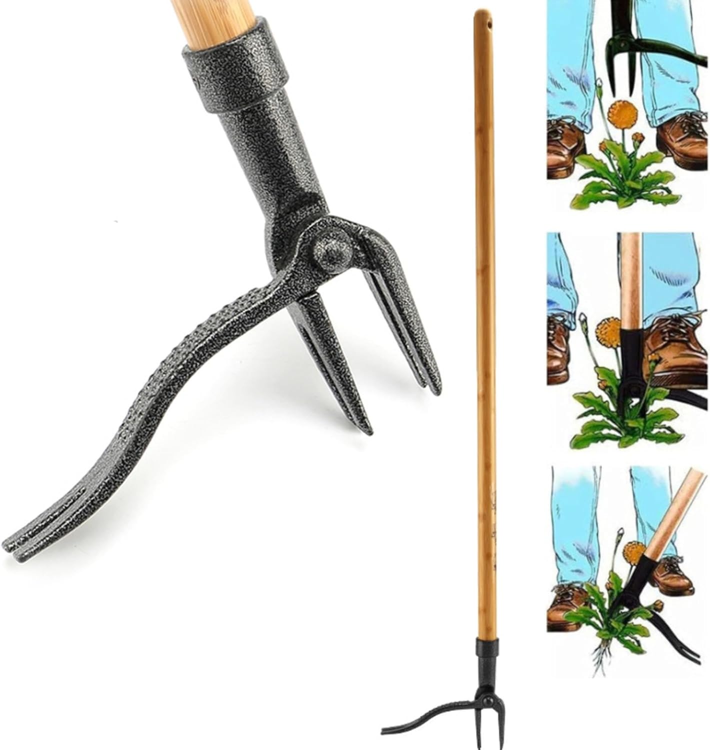 Skanto | 4-Prong Weeder – Effective Iron Garden Tool for Root Removal
