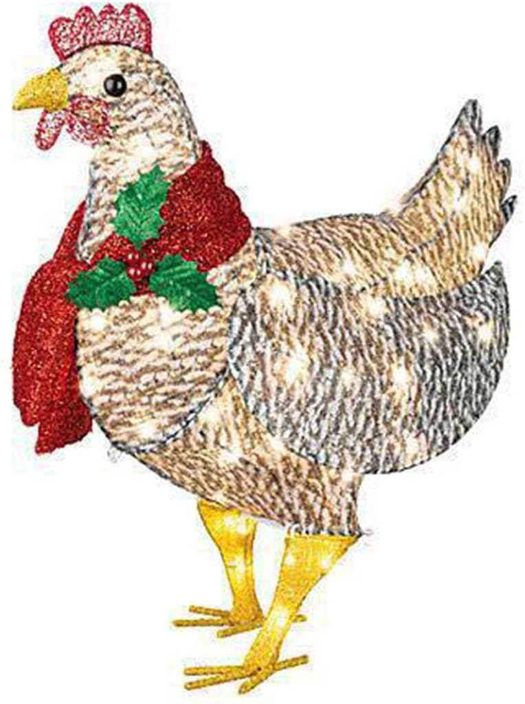BowLift | WinterHen LED Chicken with Scarf – Illuminating Christmas Decoration for Indoor and Outdoor