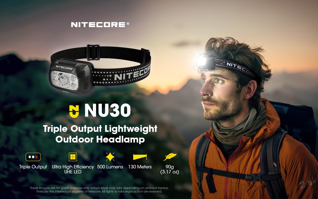 Skanto Skanto | Nitecore NU30 500 Lumen Rechargeable Headlamp - White & Red Beams, Black