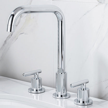 BowLift | Modern 2-Handle Bathroom Sink Faucet 3-Hole Widespread Bathroom Faucet