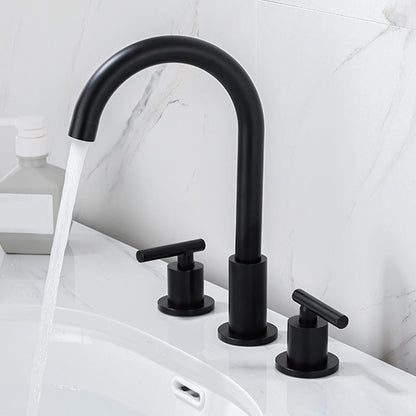 BowLift | Modern 2-Handle Bathroom Sink Faucet 3-Hole Widespread Bathroom Faucet