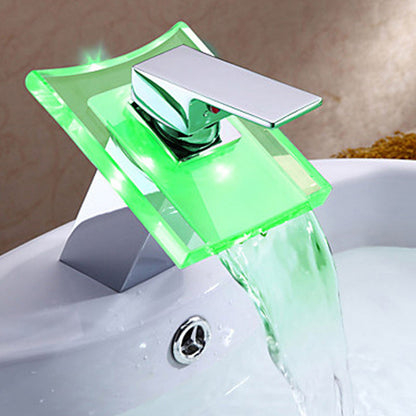 Brehn | Single-lever 1-hole copper basin mixer with LED lighting