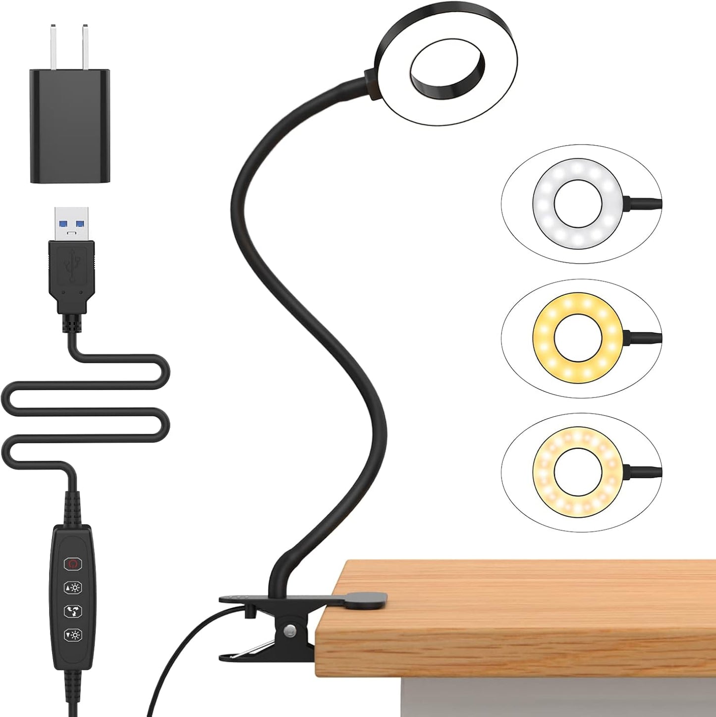 Skanto Skanto | 3 Color Modes LED Desk Clamp Lamp with & Flexible Gooseneck - Selvara (1+1 FREE)