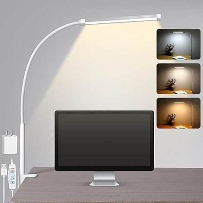 Skanto | LED Desk Lamp With Clamp, Flexible Gooseneck & 3 Light Modes