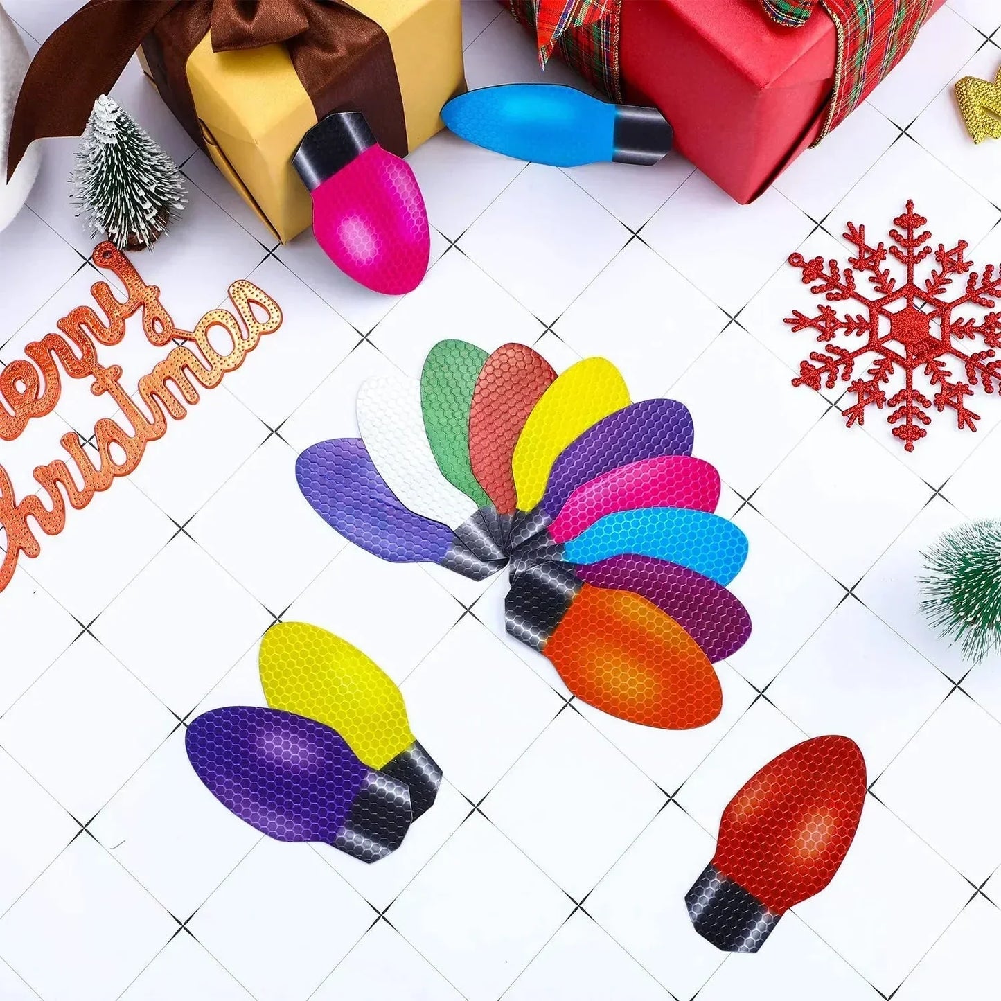 BowLift | Christmas Car Magnet Decorations | Reflective Holiday Light Bulb Set | Weatherproof & Reusable