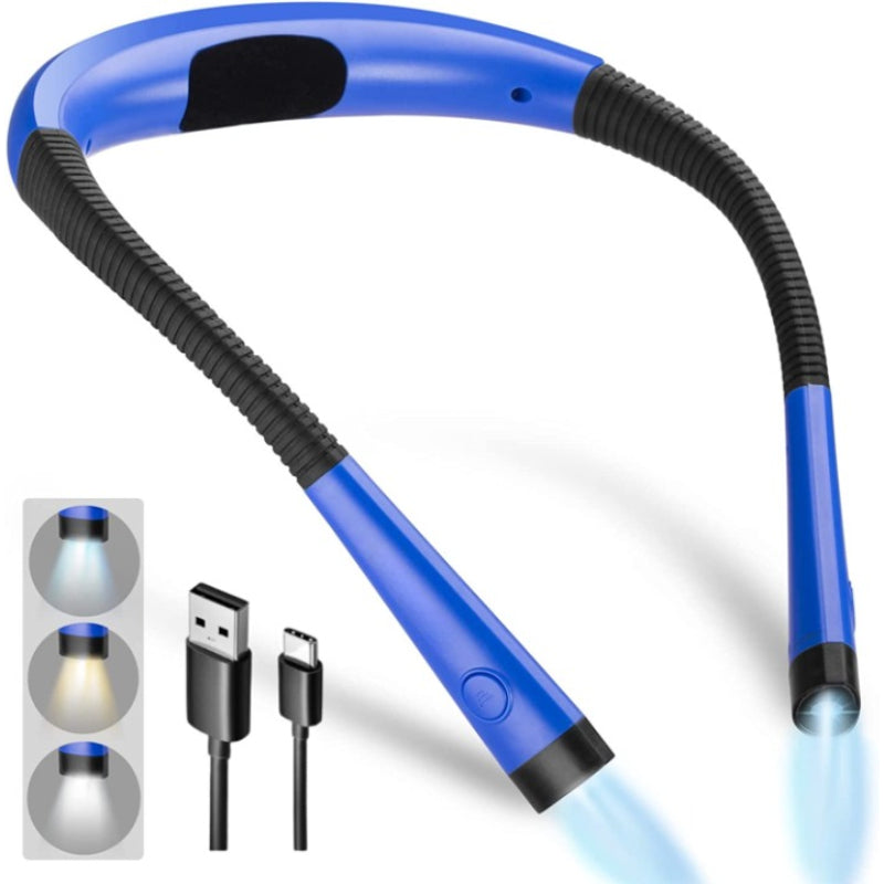 Brehn | LED Neck Reading Lamp, Book Light for Reading in Bed, 3 Colors, 6 Brightness Levels, Bendable Arm, Rechargeable, Durable, Perfect for Reading, Knitting, Camping, Repairing