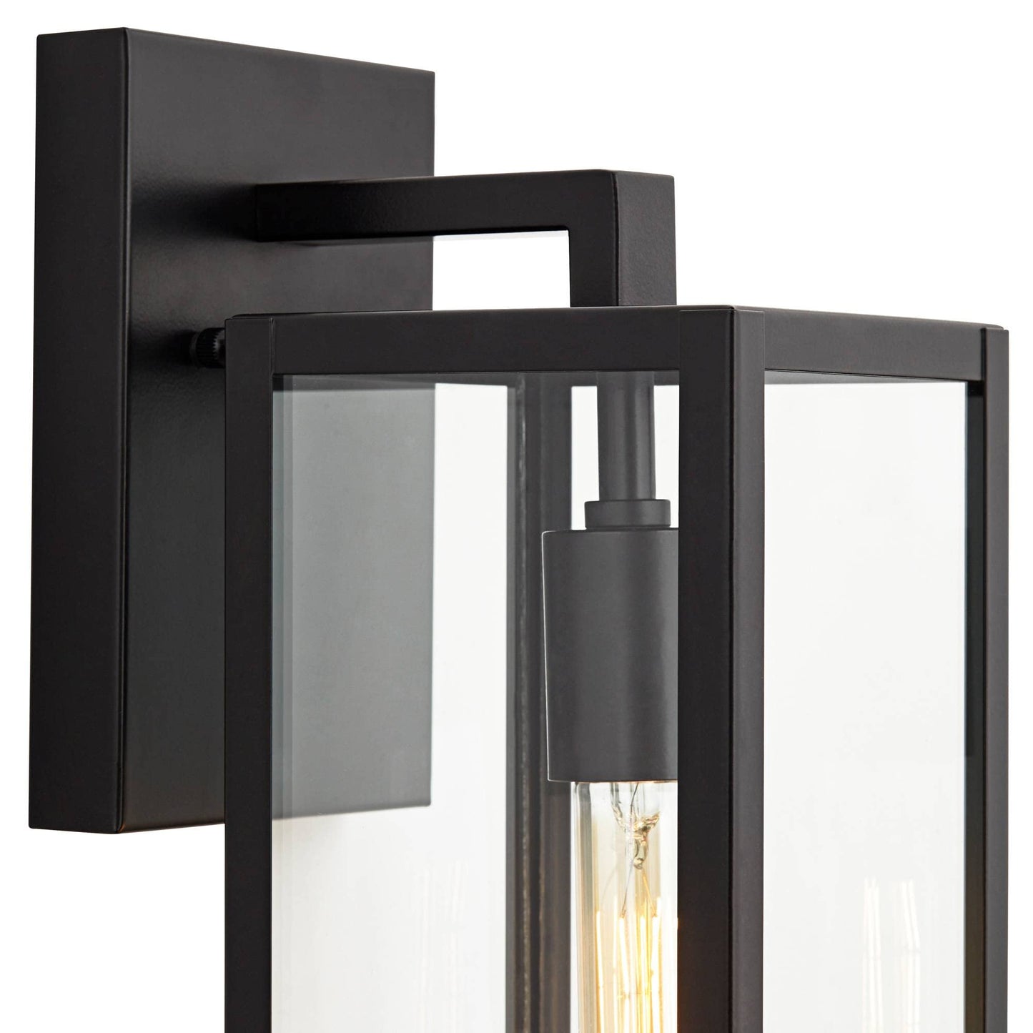 Skanto | John Timberland Titan Modern Outdoor Wall Light, Black Metal With Clear Glass Panel