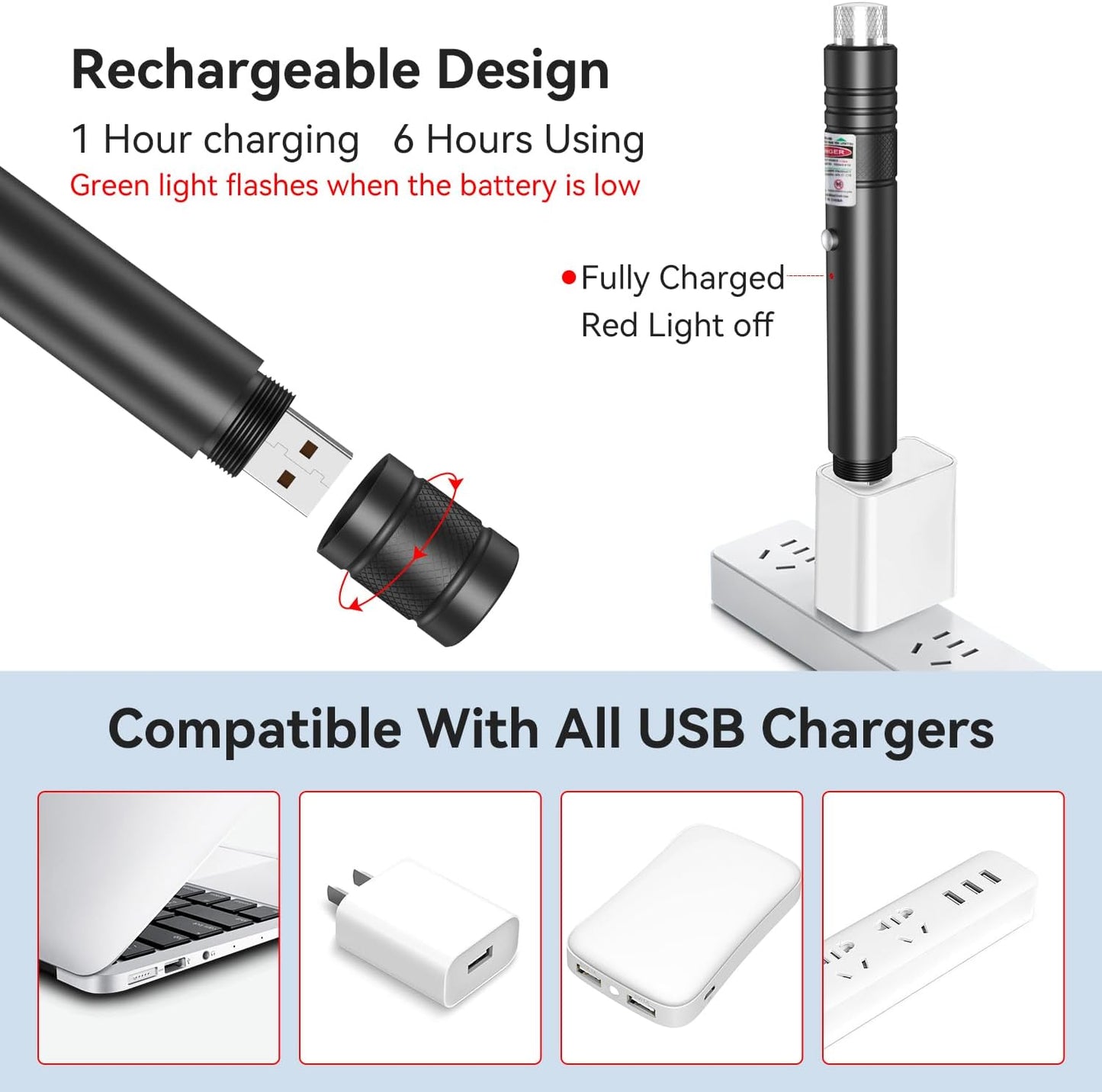 Skanto | Rechargeable Green Laser Pointer Outdoor Metal Flashlight