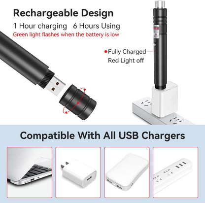 Skanto | Rechargeable Green Laser Pointer Outdoor Metal Flashlight