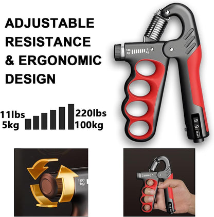 BowLift | Adjustable Hand Grip Strengthener | 5–100KG Resistance | Rep Counter | Non-Slip Handles