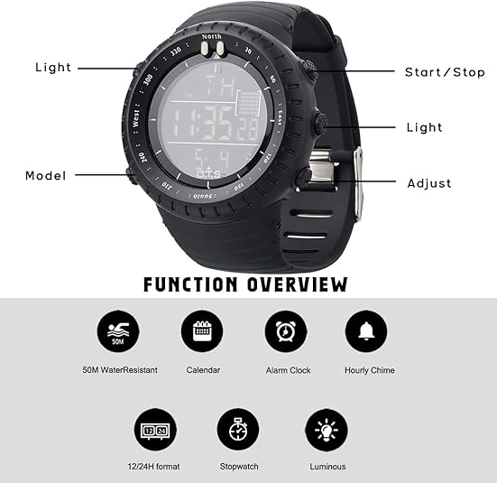 Skanto | Henry Waterproof Men's Digital Sports Watch – Shockproof, Tactical & LED Illuminated Outdoor Watch